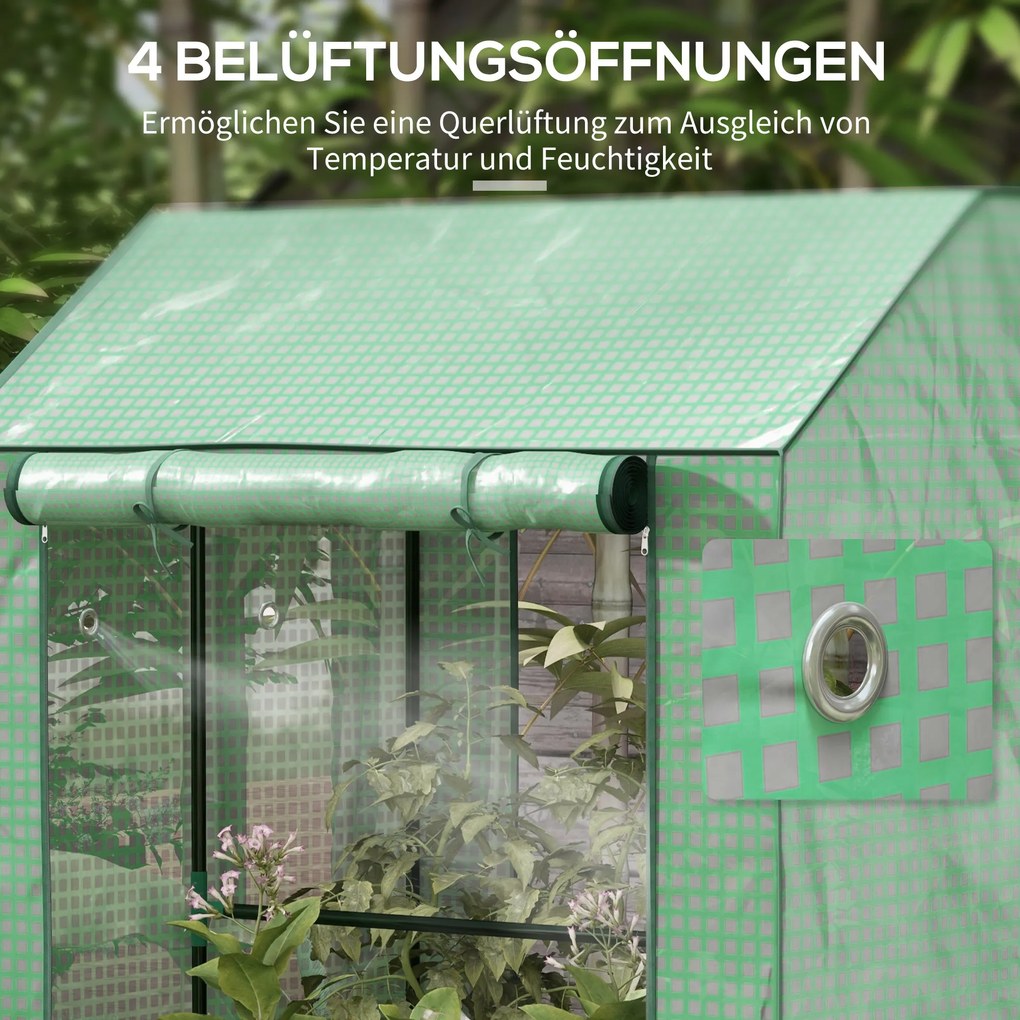 Outsunny Szklarnia / inspekt, odporna na warunki pogodowe, drzwi rolowane, 100 cm x 80 cm x 150 cm, zielona | Aosom PL