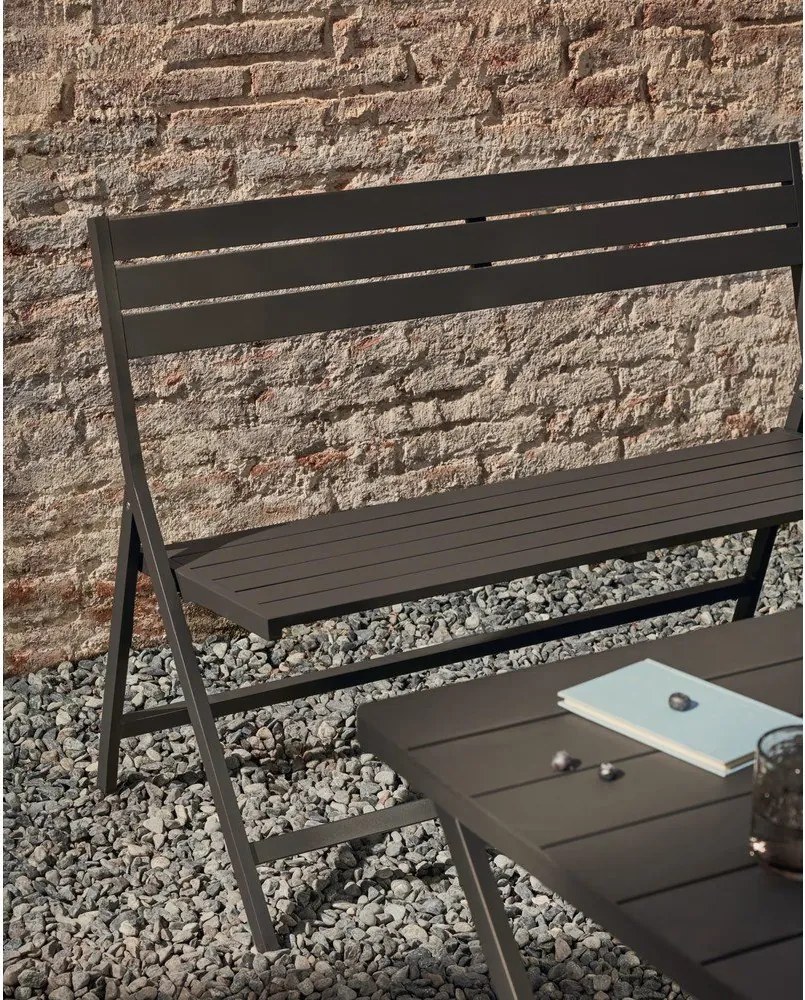 Czarna metalowa ławka ogrodowa Torreta – Kave Home