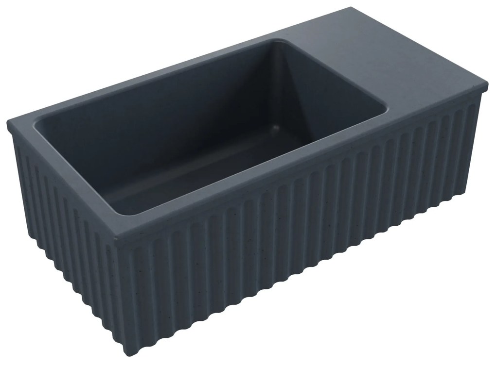 Umywalka betonowa ryflowana nablatowa / wisząca prostokątna 60 x 30 cm WELLE | różne kolory : Kolor - Grafitowy, Typ montażu - nablatowa