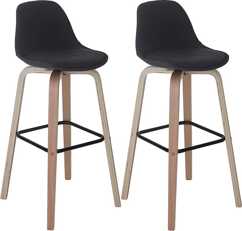 Stołek barowy MCW-A89 (zestaw 2 szt.),  tekstylny, ciemnoszary