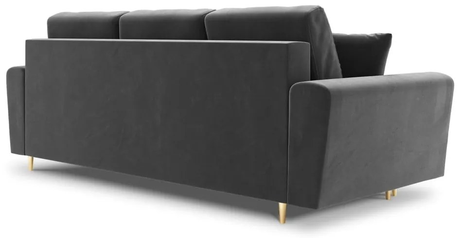 Jasnoszara aksamitna rozkładana/ze schowkiem sofa 235 cm Kyoto – Cosmopolitan Design