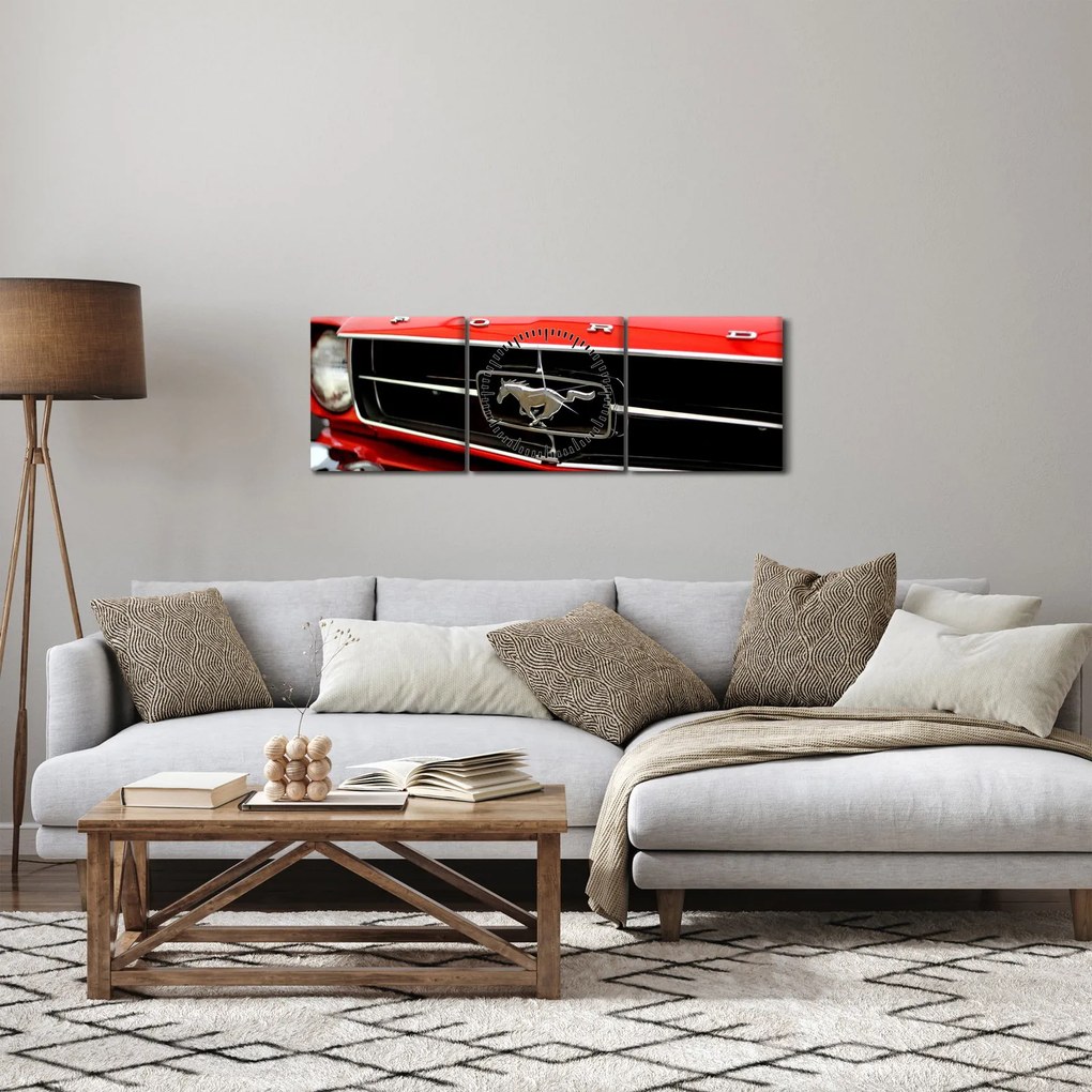 Obraz - Szczegół czerwonego samochodu (z zegarem) (90x30 cm)