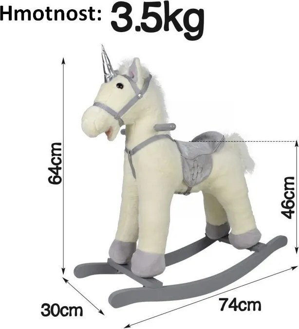 Infantastic Jednorożec na biegunach - srebrny 84 x 31 x 76 c