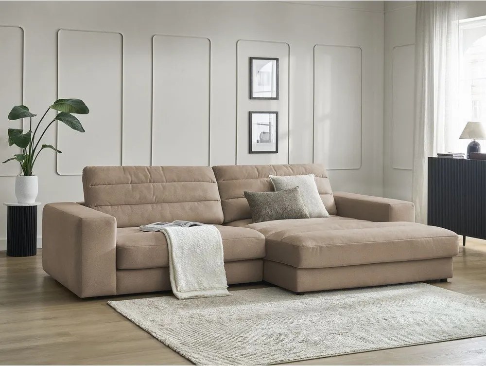 Szarobrązowy aksamitny narożnik (prawostronny/z szezlongiem) Sierra – Bobochic Paris