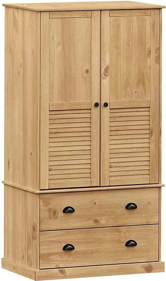 Szafa VIGO 90x55x170 cm z Litego Drewna Sosnowego z 2 Szufladami i Metalowymi Uchwytami