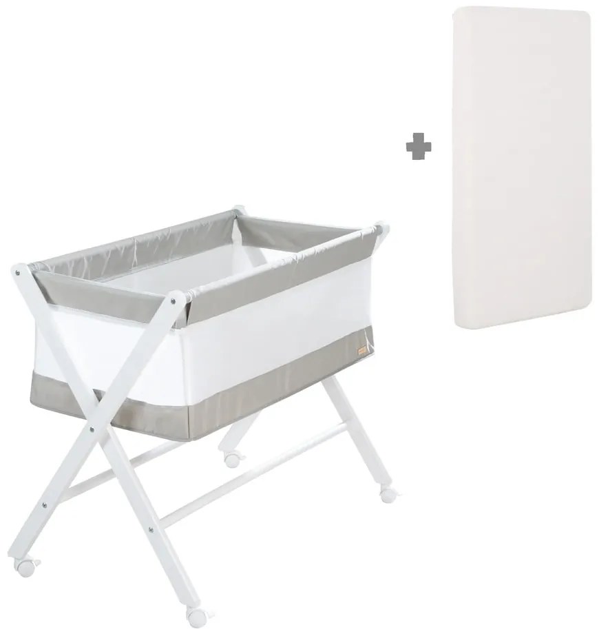Biała kołyska na kółkach 90x45 cm – Roba