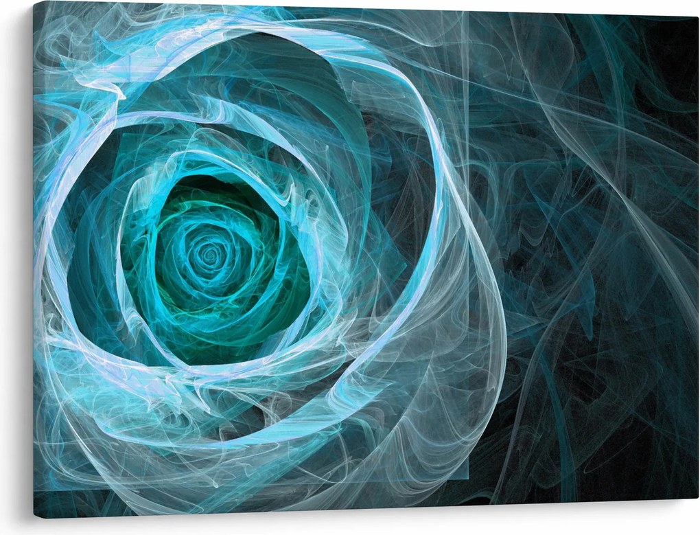 Obraz - Abstrakcyjny różowy niebieski z czarnym tłem (70x50 cm)
