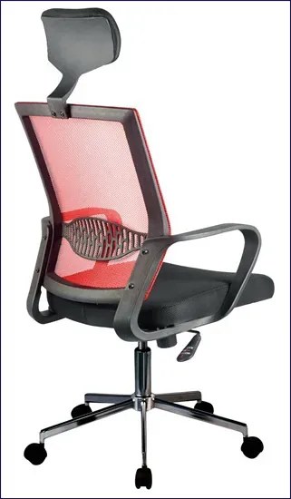 Czerwony fotel ergonomiczny z zagłówkiem do biurka - Dalmar