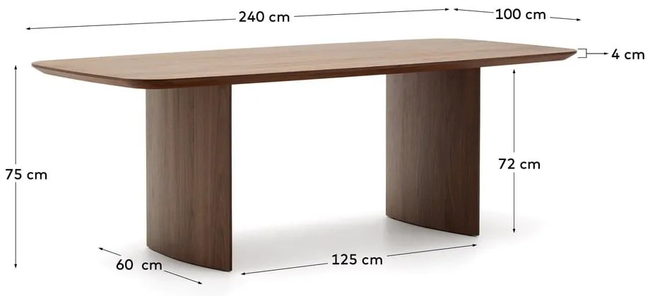 Brązowy stół w dekorze orzecha 100x240 cm Litto – Kave Home