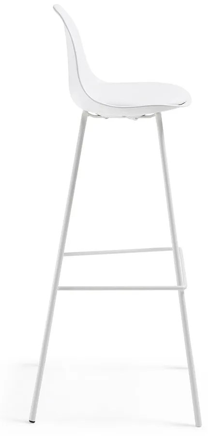 Biały hoker z imitacji skóry (wysokość siedziska 75 cm) Brighter – Kave Home