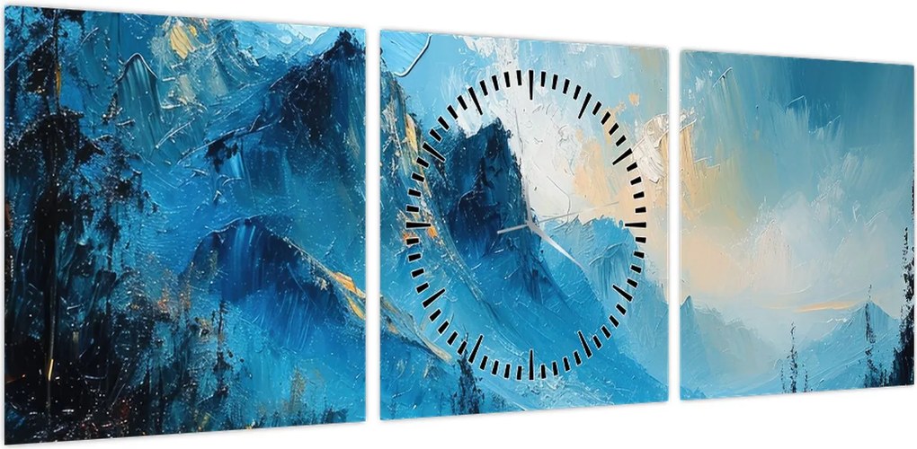 Obraz - Malowanie gór (z zegarem) (90x30 cm)