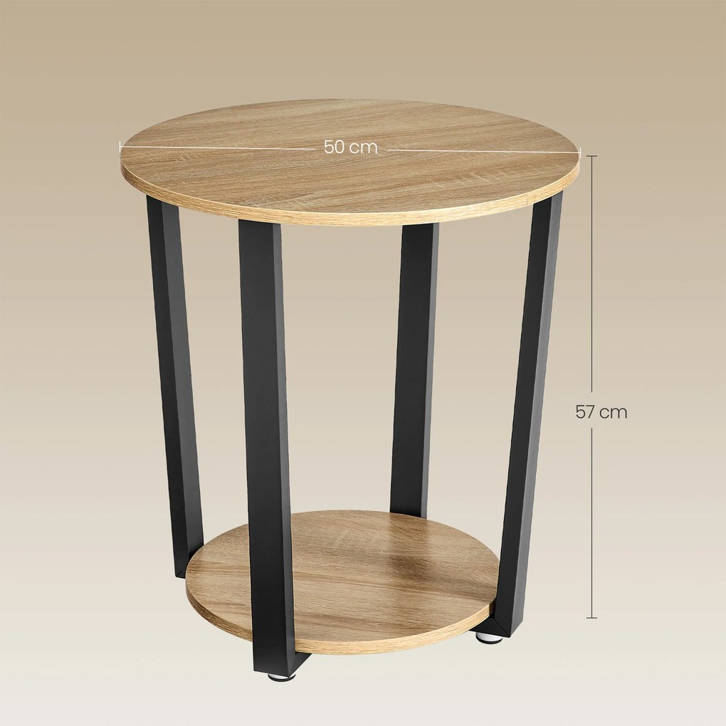 Stolik Okrągły z Półką - sonoma - LET057B11