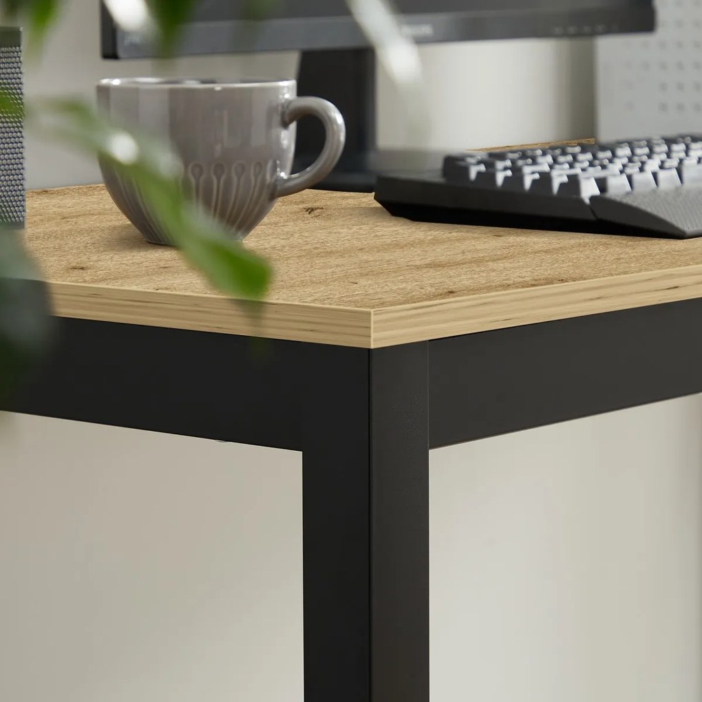 Czarny stół jadalny z blatem w dekorze dąb artisan TESSA 120x60 cm