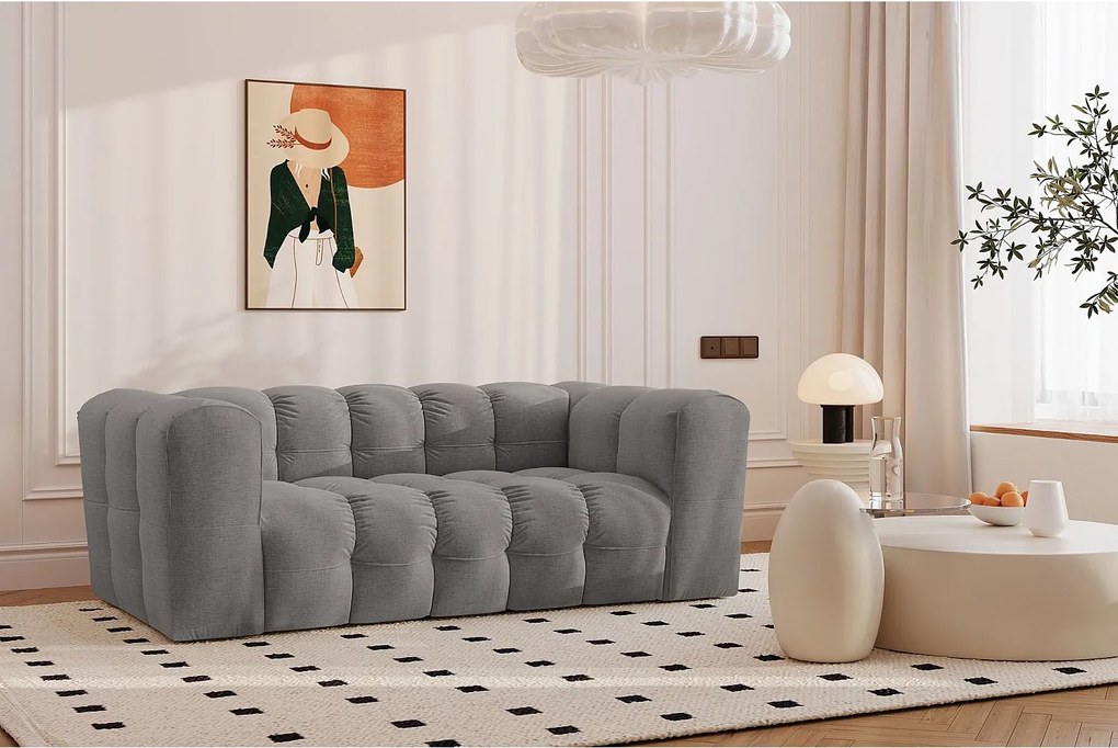 Sofa dwuosobowa BALOO, tkanina szenilowa, Szary