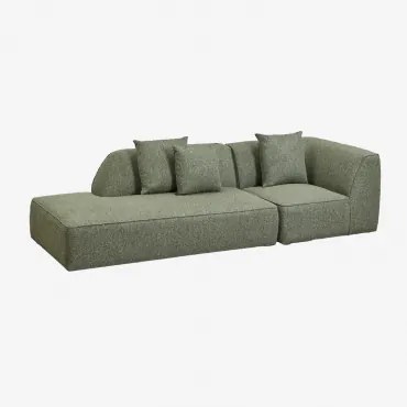 Sofa Narożna Cardea 2-częściowa Modułowa Z Lewym Tapicerowanym Szezlongiem Bouclé Salvia Zieleń - Sklum