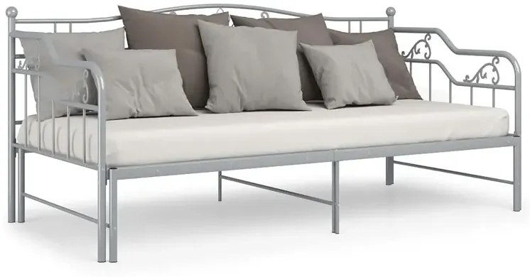 Szare rozkładane łóżko metalowe 90x200 cm - Idosa