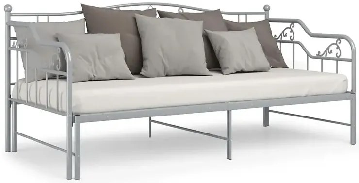 Szare rozkładane łóżko metalowe 90x200 cm N7-Z22
