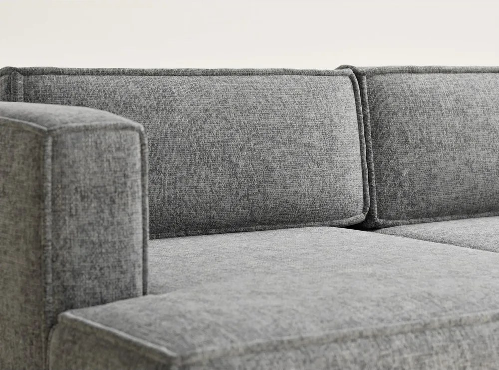 Szary rozkładany narożnik ze schowkiem z tkaniny szenilowej (lewostronny/z szezlongiem) Velto – Maison de Rêve