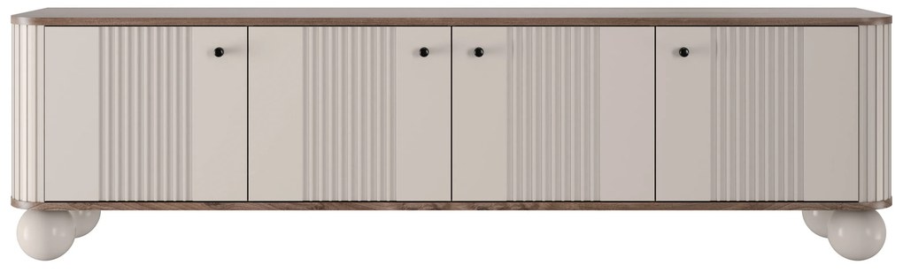 Szafka RTV Vesper 4D 187 cm - kaszmir / orzech / czarne uchwyty / nogi kule