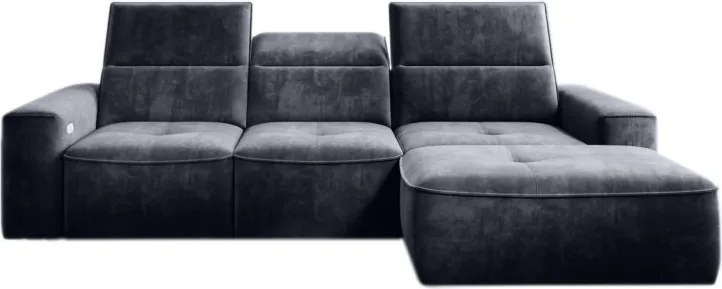 Narożnik COLOMBO Mini Prawostronny z elektryczną funkcją spania pojemnikiem PALLADIUM 19 Antracytowy WERSAL