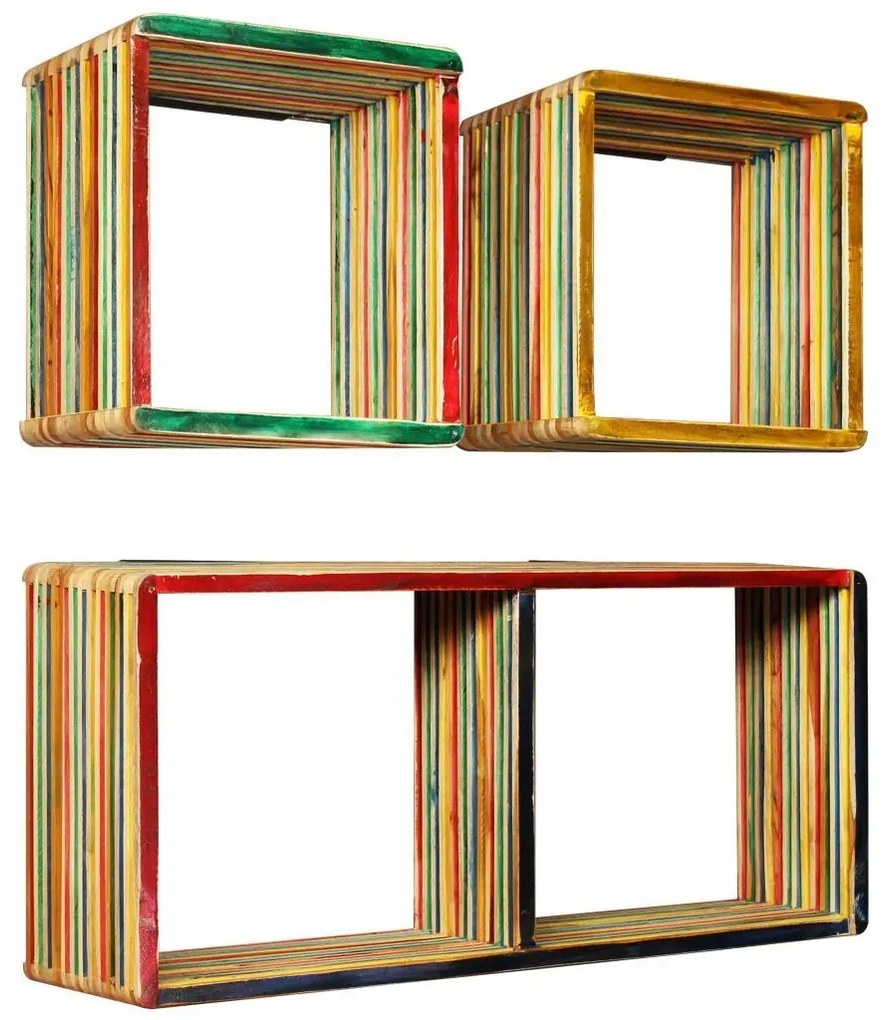 Zestaw modułowych półek ściennych z drewna odzyskanego Z5-Z01