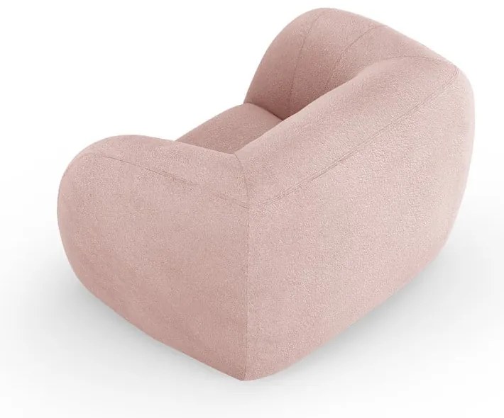 Jasnoróżowy fotel z materiału bouclé Essen – Cosmopolitan Design