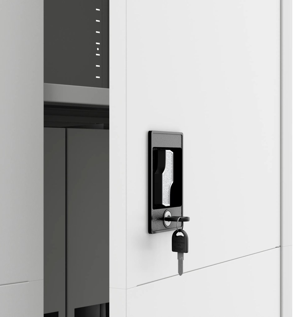 Biurowa szafa metalowa JAN, 900 x 1850 x 400 mm, Smart: biała