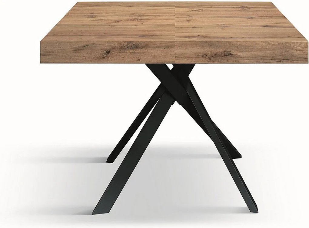 Rustykalny stół z drewna dębowego, antracytowe metalowe nogi 95x90-145x90cm - FORTE DEI MARMI