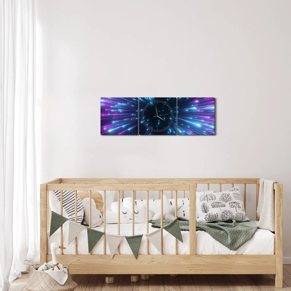 Obraz - Neonowa przestrzeń (z zegarem) (90x30 cm)