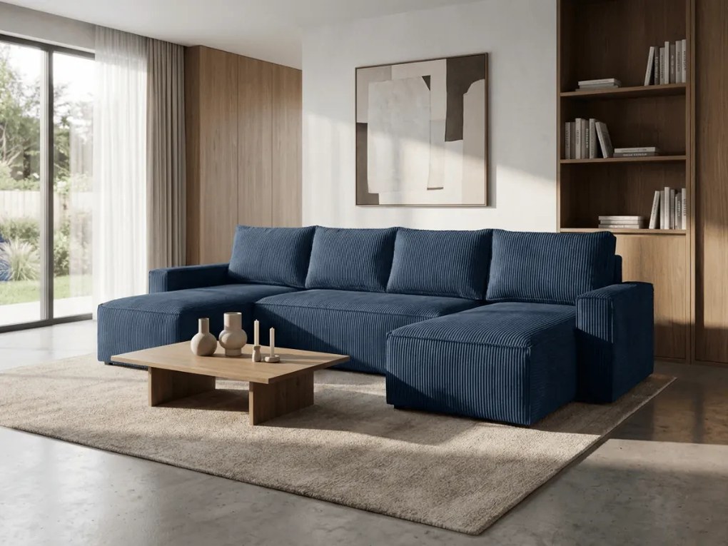 Narożnik w kształcie U SMART COSARO 295x140 cm, ciemnoniebieski