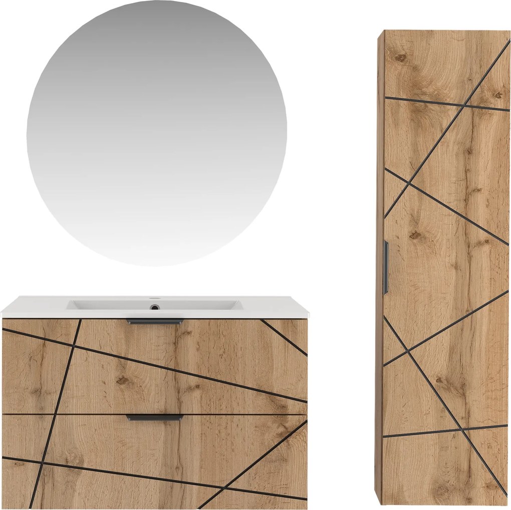 Meble łazienkowe loftowe Wood 51, dąb wotan