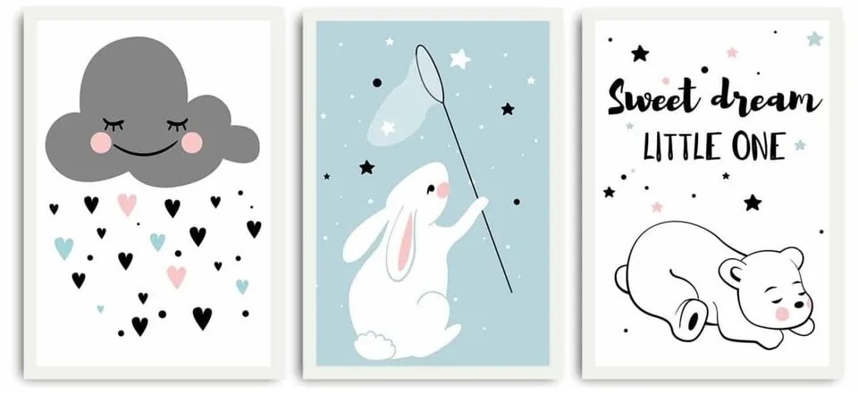 Obrazki dziecięce zestaw 3 szt. 35x50 cm Sweet Dreams Little One – Wallity