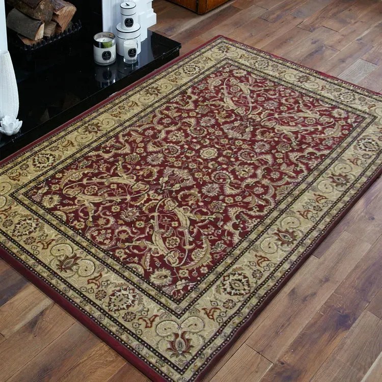 Czerwony zdobiony dywan w stylu vintage E3-L22