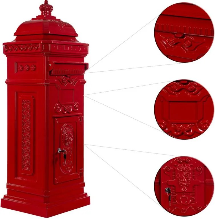 Skrzynka na listy antyczna czerwona