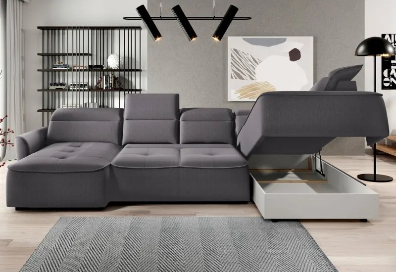 Narożnik MURILLO XL z elektryczną regulacją siedziska Prawostronny w tkaninie VOUGE 15 WERSAL