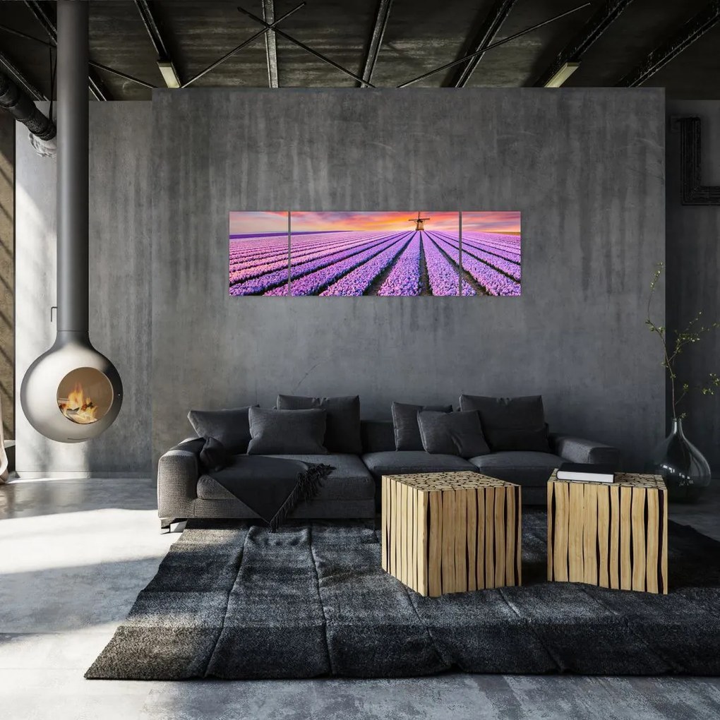 Obraz - farma kwiatów (170x50 cm)
