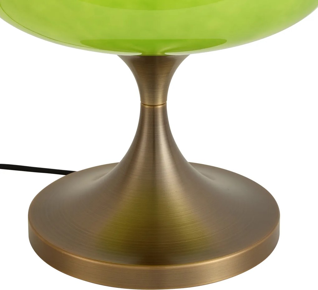 Lampa stołowa retro ciemny brąz z zielonym szklanym kloszem 31cm - Glaze