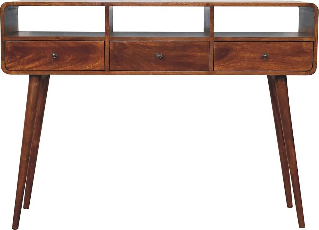 Artisan Furniture Lite drewno Potrójnie Zaokrąglony Stolik Konsola w Odcieniu Kasztanowym