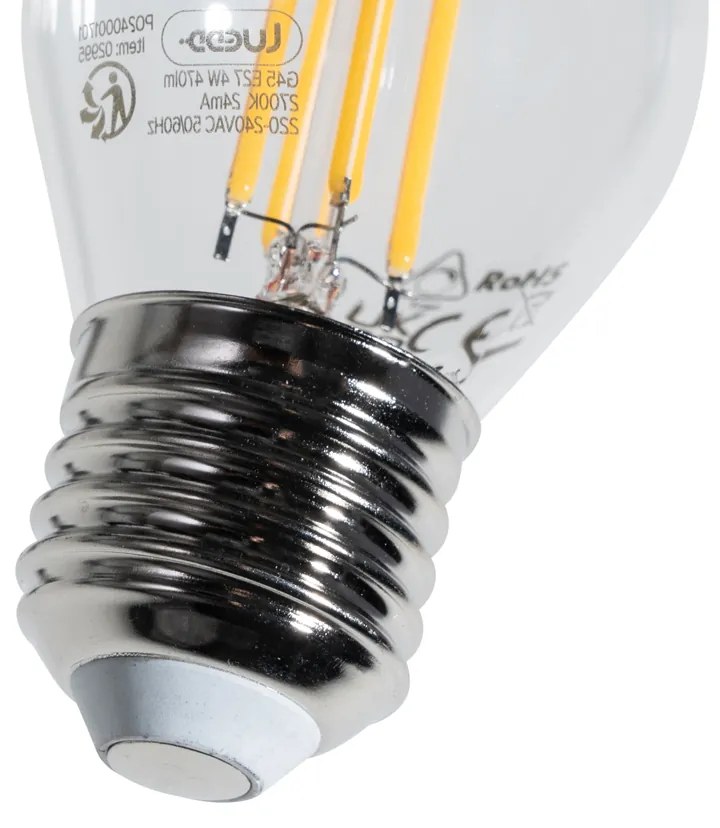 Zestaw 5 ściemnialnych żarówek LED E27 Filament G45 Przezroczyste 4W 470 lm 2700K