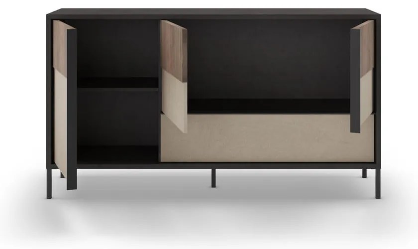 Antracytowo-jasnobrązowa niska komoda 156x86 cm Amalia – Marckeric
