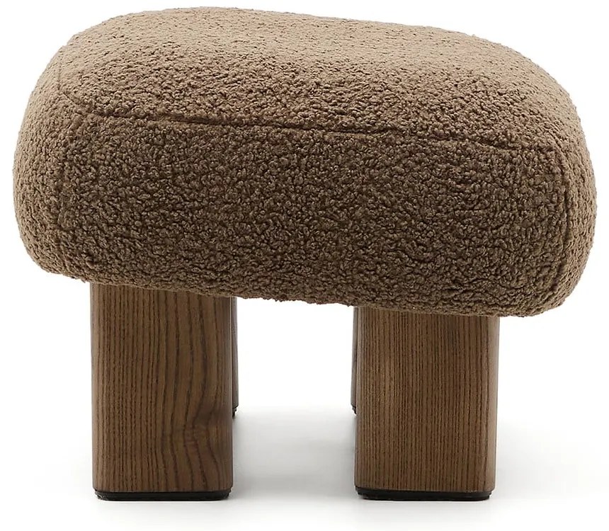 Brązowy podnóżek z materiału bouclé Nema – Kave Home