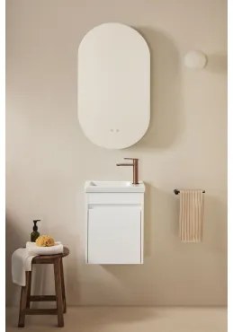 Zestaw Wiszących Mebli Łazienkowych Zintegrowany Z Umywalką Narek Biała & Owalny Z Miejscem Do - Sklum