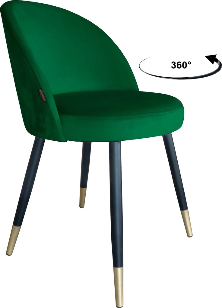 Krzesło TRIX tkanina Welur noga metalowa : Kolor nogi - Czano-złota stożek, Kolor tkaniny - VELVET - MG25, Typ siedziska - Siedzisko obrotowe 360°