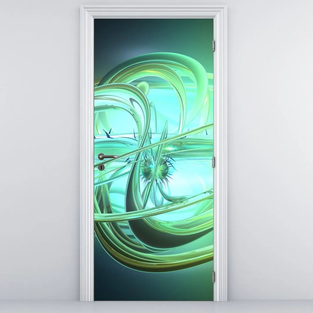 Fototapeta na drzwi - Zielona abstrakcja (95x205cm)