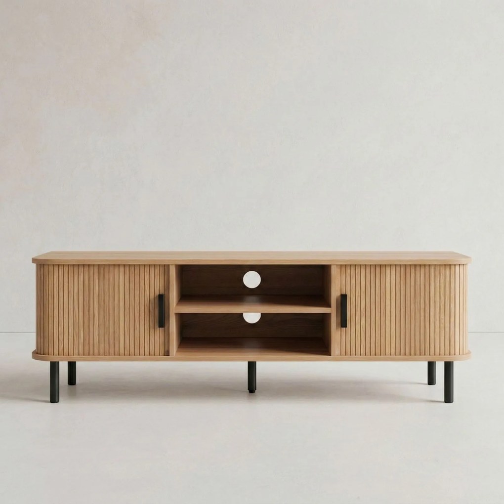 Szafka rtv ryflowana SCAVA, 140 x 40 x 46 cm