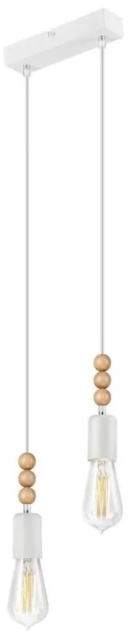 Lampa wisząca SIMON 2xE27/60W/230V biała/dąb