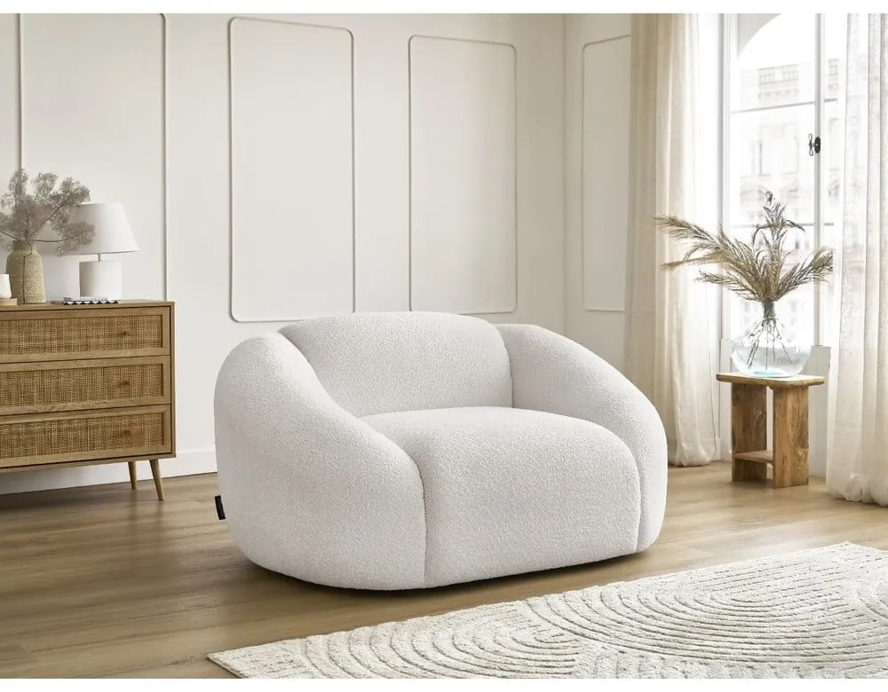 Biały fotel z materiału bouclé Tina – Bobochic Paris