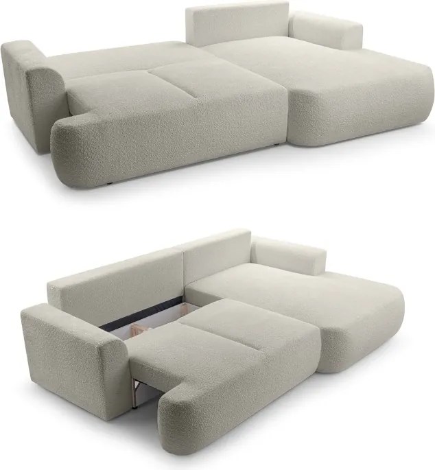 Narożnik VELO wolnostojący układ L strona Prawa z funkcją spania w tkaninie Coral 65