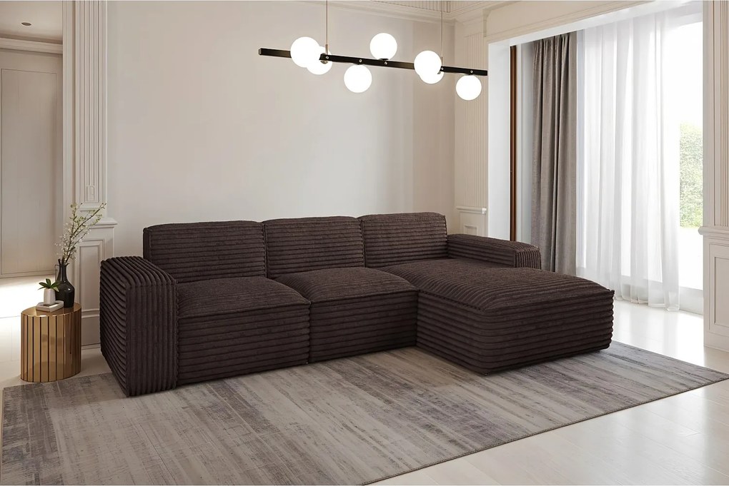 Narożnik w kształcie L Siena, tkanina Velo, Brązowy, Prawy