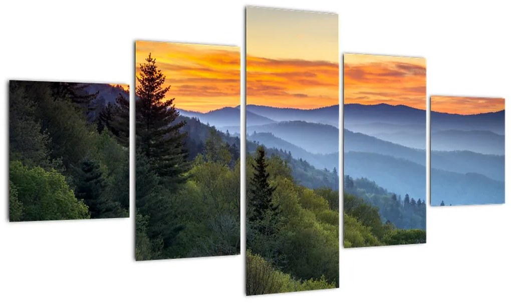 Obraz - Czerwone chmury w górach (125x70 cm)